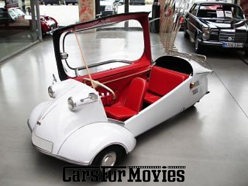 CarsForMovies | Messerschmitt KR-200 1960 Deutschland Weiß Rot Zivilfahrzeug Freizeitfahrzeug Berlin 1229 Oldtimer Kabinenroller Dreirad Fend Flitzer 