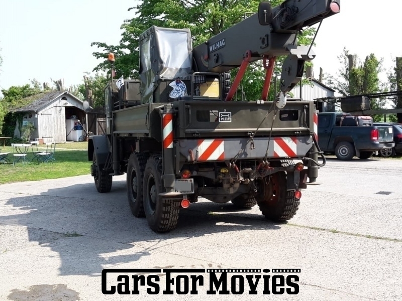 CarsForMovies | Magirus Jupiter 1969 Deutschland Grün Grün Militärfahrzeug Spezialfahrzeug Niedersachsen 4514 Bundeswehr Bundesgrenzschutz Pritschenwagen Armee Heer Kran tarngrün olivgrün