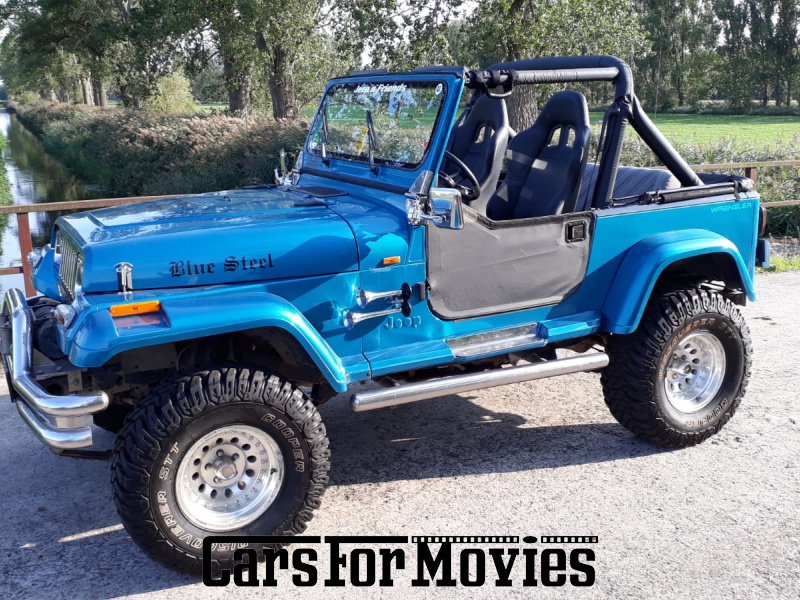 CarsForMovies | Jeep Wrangler YJ 1993 USA Blau Schwarz Zivilfahrzeug Geländewagen Brandenburg 5268 Tuning Überrollbügel Cabrio