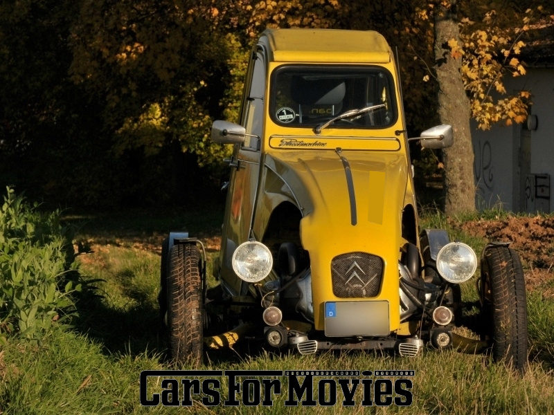 Citroen 2CV (Ente, Auto Youngtimer Oldtimer, Mietwagen, Leihwagen, Farbe:  Gelb) von Escapa˜Deuche