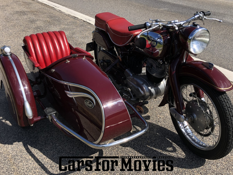 CarsForMovies | NSU Max 1956 Deutschland Bordeaux Rot Zwei- und Dreirad Motorrad Bayern 6390 beiwagen gespann