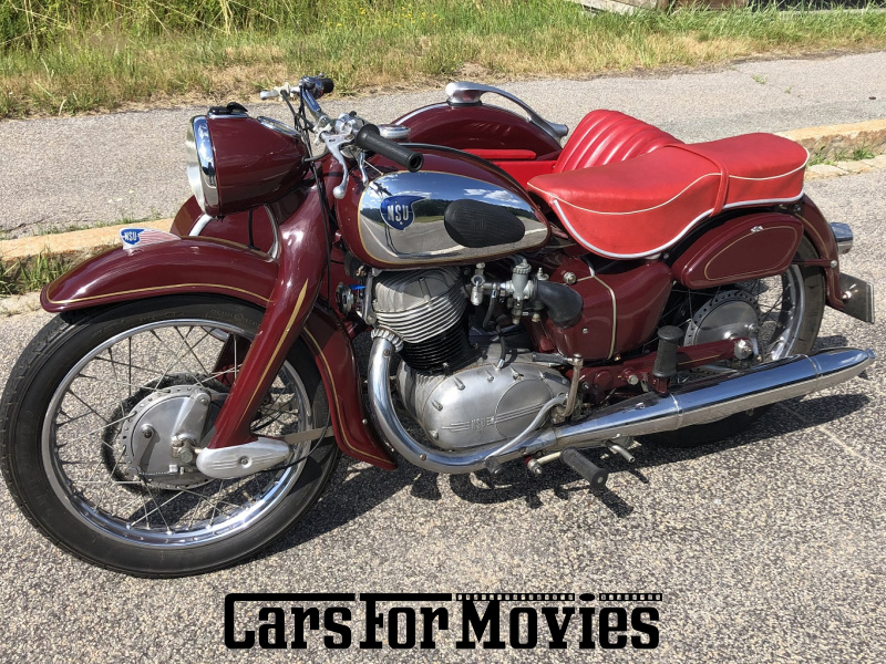 CarsForMovies | NSU Max 1956 Deutschland Bordeaux Rot Zwei- und Dreirad Motorrad Bayern 6390 beiwagen gespann