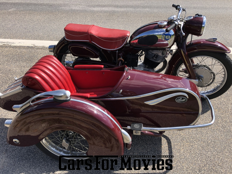 CarsForMovies | NSU Max 1956 Deutschland Bordeaux Rot Zwei- und Dreirad Motorrad Bayern 6390 beiwagen gespann