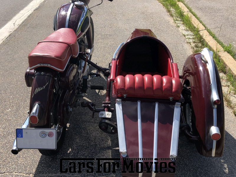 CarsForMovies | NSU Max 1956 Deutschland Bordeaux Rot Zwei- und Dreirad Motorrad Bayern 6390 beiwagen gespann