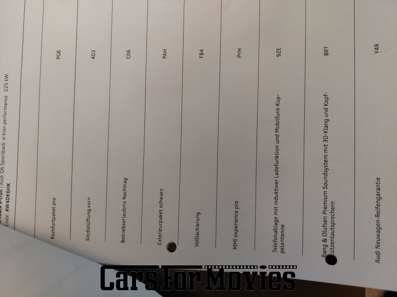 CarsForMovies | Audi Q 6 Sportback e-tron 2025 Deutschland Grau Schwarz Zivilfahrzeug SUV Nordrhein-Westfalen 7516 Schiebedach Anhängerkupplung
